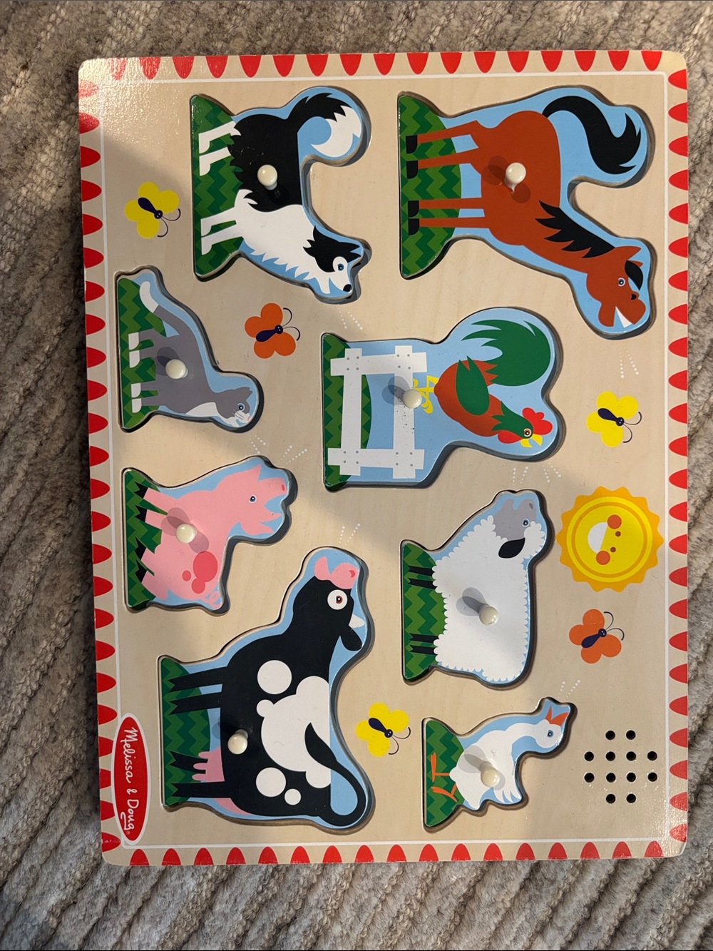 Melissa & Doug Farm Animals Wooden Peg Puzzle - Multi-Color